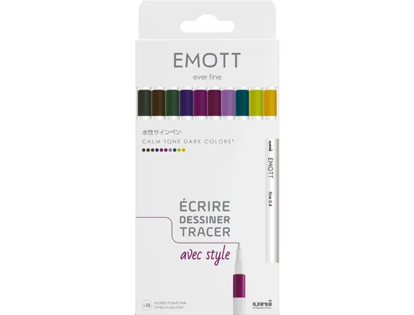 Feutre uniball emott calm-tone colors pointe fine  coloris assortis pochette 10  unites — Non classé