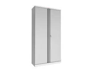 Armoire haute phoenix acier 190cm 2 portes et 4 etageres  serrure a cle coloris gris — Non classé