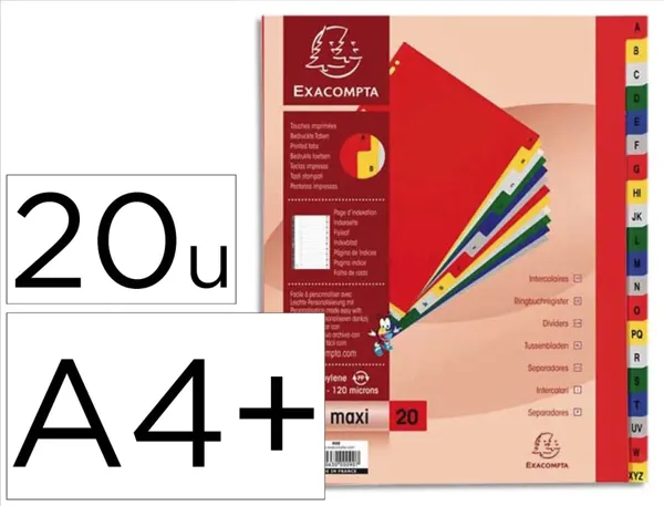EXACOMPTA Intercalaires en plastique, A-Z, A4+, 20 touches — Classement & archivage