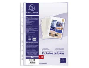 Pochette perforee exacompta a4 pvc lisse 8/100eme 80      microns paquet 10 unites — Non classé