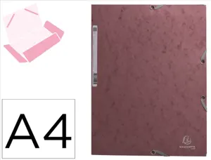 Chemise 3 rabats exacompta skandi a4 carte lustree 400gr fermeture elastique coloris   vieux rose — Non classé
