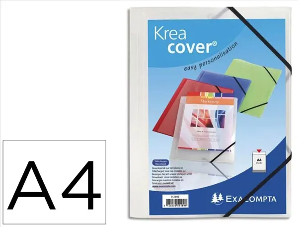 Chemise 3 rabats à élastiques personnalisable KREACOVER en polypropylène incolore, EXACOMPTA — Classement & archivage