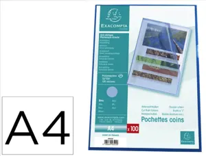 Pochette coin exacompta a4 pp graine 12/100eme 120 microns  coloris bleu paquet 100       unites — Non classé
