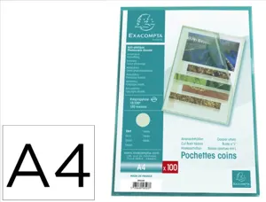 Pochette coin exacompta a4 pp graine 12/100eme 120 microns  coloris vert paquet 100       unites — Non classé