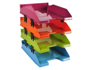 Corbeille courrier exacompta midi-combo iderama superposable verticale/escalier lot de 4  corbeille assorties — Non classé