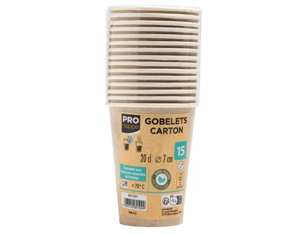 PROnappe Gobelet en carton, 0,2 l, kraft — Partys,fêtes & évènements