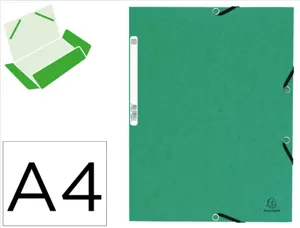 Chemise exacompta 3 rabats carte lustree 355gr a4        fermeture elastique etiquette coloris vert lot 10 unites — Non…