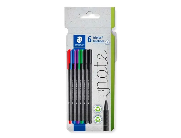 Feutre staedtler triplus fineliner 334 triangulaire    pointe superfine 0,3mm        coloris assortis etui carton — Non…