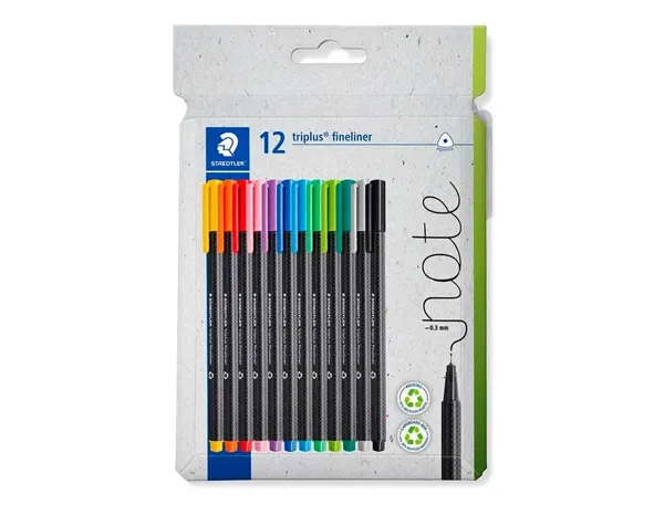 Feutre staedtler triplus fineliner 334 triangulaire    pointe superfine 0,3mm        coloris assortis etui carton — Non…