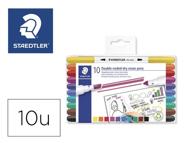 Feutre coloriage staedtler 3010 effacable a sec double   pointe ogive/biseaute coloris assortis set 10 unites — Non classé