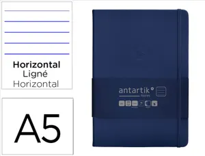 Carnet fermeture elastique antartik notes couverture     rigide a5 ligne 100 feuilles  80gr fsc coloris bleu marine — Non…