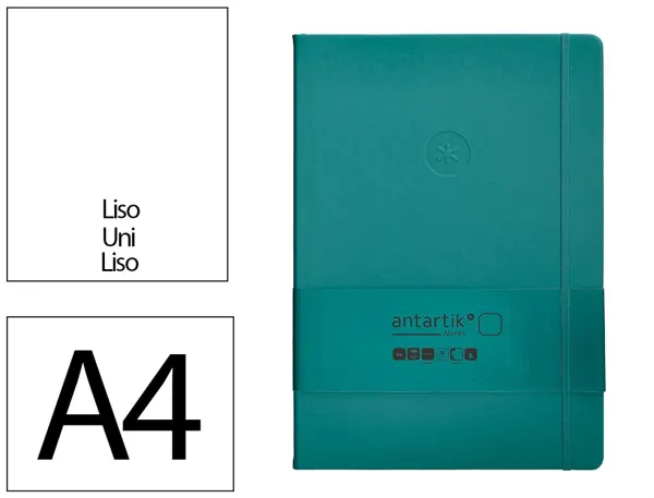 Carnet fermeture elastique antartik notes couverture rigide a4 papier uni ivoire 100 feuilles 80gr fsc vert paon — Non classé