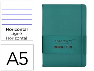 Carnet fermeture elastique antartik notes couverture     rigide a5 ligne 100 feuilles  80gr fsc coloris vert paon — Non…