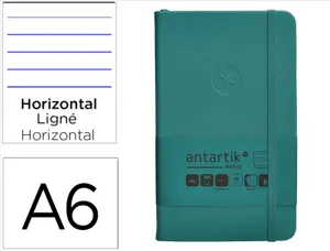 Carnet fermeture elastique antartik notes couverture     rigide a6 ligne 100 feuilles  80gr fsc coloris vert paon — Non…