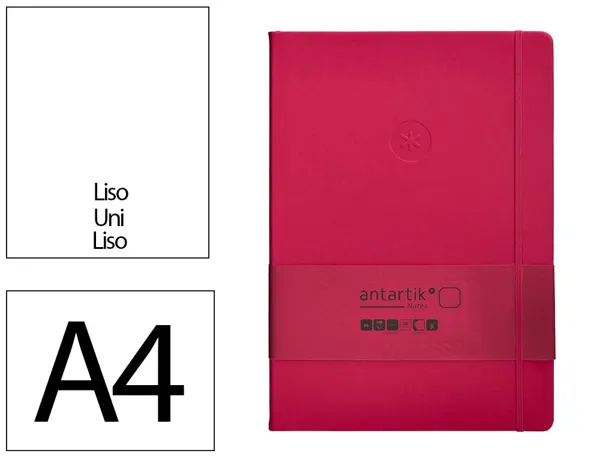 Carnet fermeture elastique antartik notes couverture rigide a4 papier uni ivoire 100 feuilles 80gr fsc framboise — Non classé