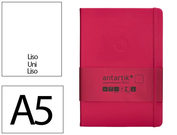 Carnet fermeture elastique antartik notes couverture rigide a5 papier uni ivoire 100 feuilles 80gr fsc framboise — Non classé
