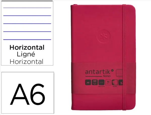 Carnet fermeture elastique antartik notes couverture     rigide a6 ligne 100 feuilles  80gr fsc coloris framboise — Non…
