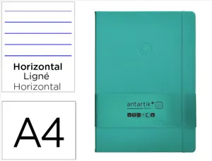 Carnet fermeture elastique antartik notes couverture     rigide a4 ligne 100 feuilles  80gr fsc coloris turquoise — Non…