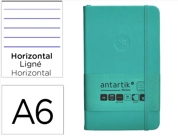 Carnet fermeture elastique antartik notes couverture     rigide a6 ligne 100 feuilles  80gr fsc coloris turquoise — Non…