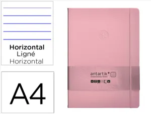 Carnet fermeture elastique antartik notes couverture     rigide a4 ligne 100 feuilles  80gr fsc coloris rose pastel — Non…