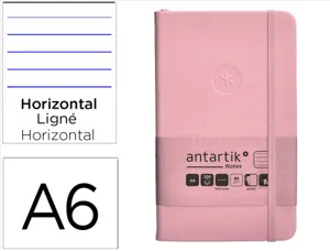 Carnet fermeture elastique antartik notes couverture     rigide a6 ligne 100 feuilles  80gr fsc coloris rose pastel — Non…