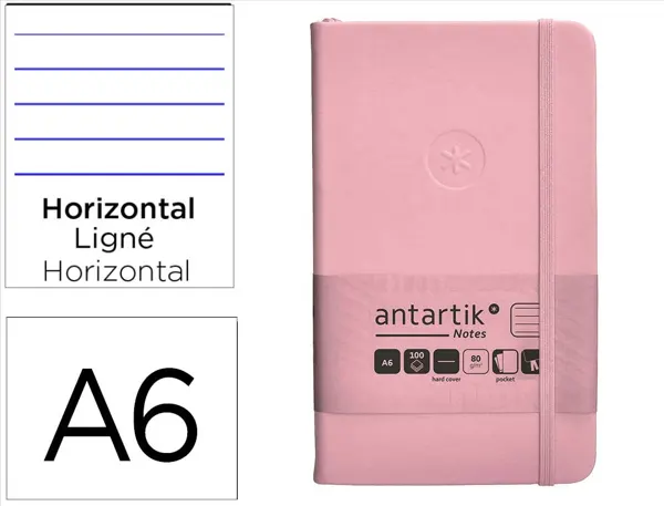 Carnet fermeture elastique antartik notes couverture     rigide a6 ligne 100 feuilles  80gr fsc coloris rose pastel — Non…
