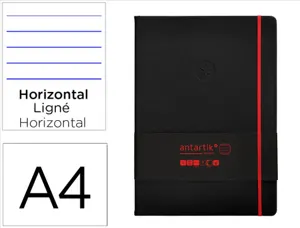 Carnet fermeture elastique rouge antartik notes          couverture rigide a4 ligne 100feuilles 80gr fsc coloris noir — Non…