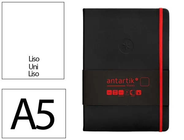 Carnet fermeture elastique rouge antartik notes couverture rigide a5 papier uni ivoire 100 feuilles 80gr fsc noir — Non…