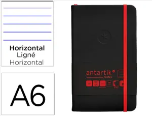 Carnet fermeture elastique rouge antartik notes          couverture rigide a6 ligne 100feuilles 80gr fsc coloris noir — Non…