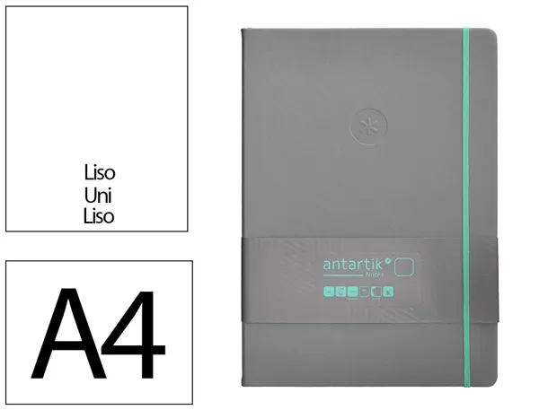 Carnet fermeture elastique turquoise antartik notes couverture rigide a4 papier uni ivoire 100 feuilles 80gr fsc gris — Non…
