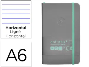 Carnet fermeture elastique turquoise antartik notes      couverture rigide a6 ligne 100feuilles 80gr fsc coloris gris — Non…
