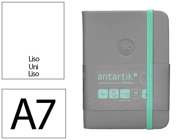 Carnet fermeture elastique turquoise antartik notes couverture rigide a7 papier uni ivoire 80 feuilles 80gr fsc gris — Non…