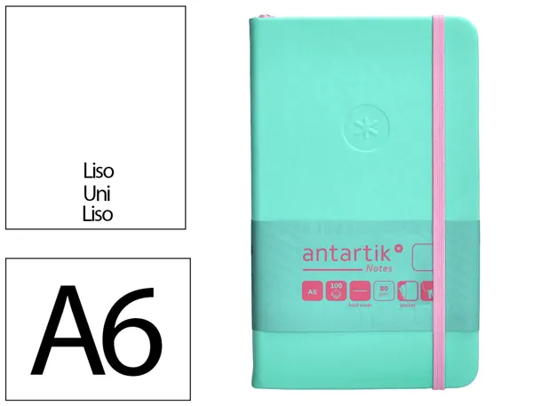 Carnet fermeture elastique rose antartik notes couverture rigide a6 papier uni ivoire 100 feuilles 80gr fsc turquoise — Non…