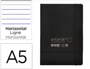 Carnet fermeture elastique antartik notes couverture     souple a5 ligne 100 feuilles  80gr fsc coloris noir — Non classé