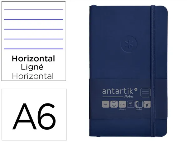 Carnet fermeture elastique antartik notes couverture     souple a6 ligne 100 feuilles  80gr fsc coloris bleu marine — Non…