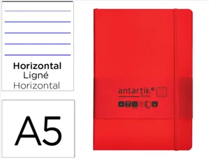 Carnet fermeture elastique antartik notes couverture     souple a5 ligne 100 feuilles  80gr fsc coloris rouge — Non classé