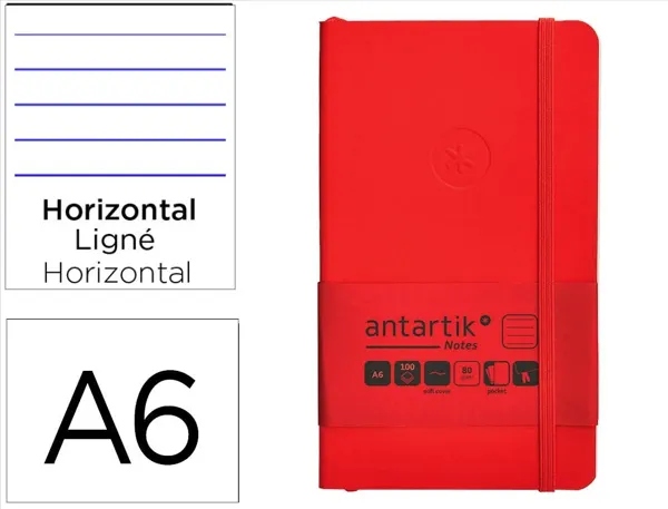 Carnet fermeture elastique antartik notes couverture     souple a6 ligne 100 feuilles  80gr fsc coloris rouge — Non classé