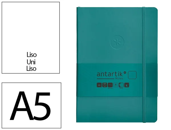 Carnet fermeture elastique antartik notes couverture souple a5 papier uni ivoire 100 feuilles 80gr fsc vert paon — Non classé