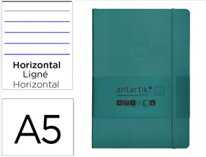 Carnet fermeture elastique antartik notes couverture     souple a5 ligne 100 feuilles  80gr fsc coloris vert paon — Non…