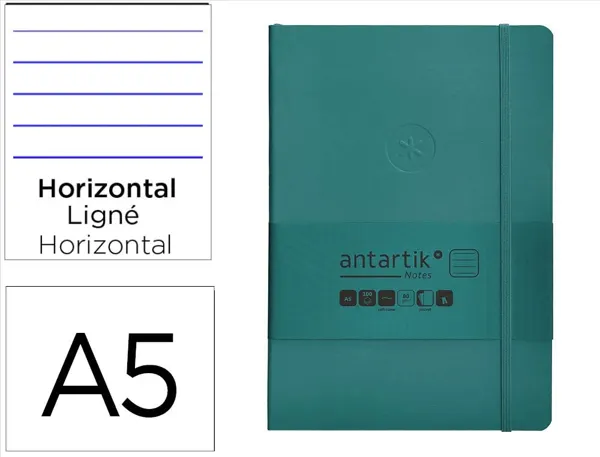Carnet fermeture elastique antartik notes couverture     souple a5 ligne 100 feuilles  80gr fsc coloris vert paon — Non…