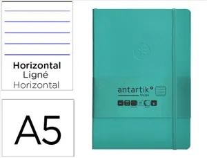 Carnet fermeture elastique antartik notes couverture     souple a5 ligne 100 feuilles  80gr fsc coloris turquoise — Non…