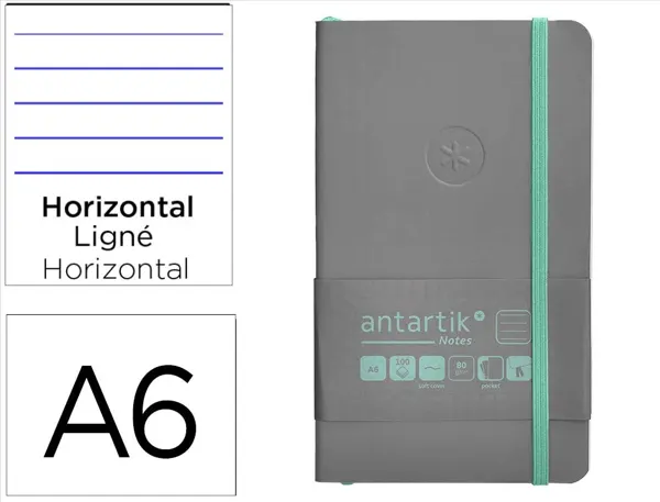 Carnet fermeture elastique vert menthe antartik notes    couverture souple a6 ligne 100feuilles 80gr fsc coloris gris — Non…