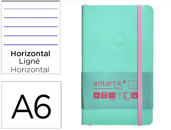 Carnet fermeture elastique rose antartik notes couverturesouple a6 ligne 100 feuilles  80gr fsc coloris turquoise — Non…