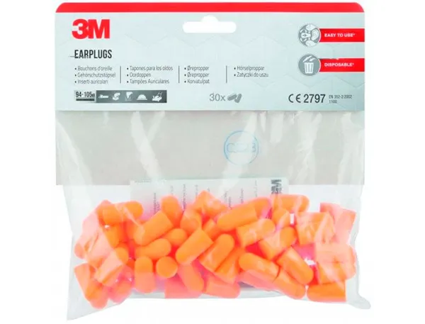 Bouchons d'oreille 3m anti-bruit 37 db kit 30       paires coloris orange — Non classé