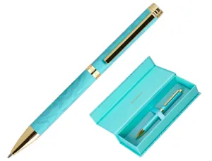 Stylo-bille belius wild west aluminium encre bleue coloris bleu turquoise boite design — Non classé
