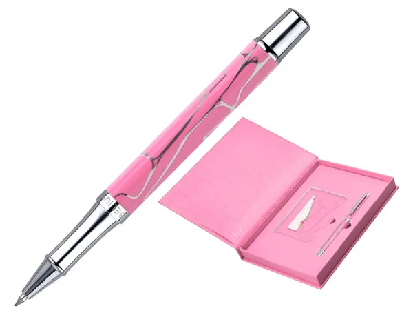 Stylo-bille belius cocktails cosmopolitan aluminium encre  bleue relief rose argente     boite design — Non classé