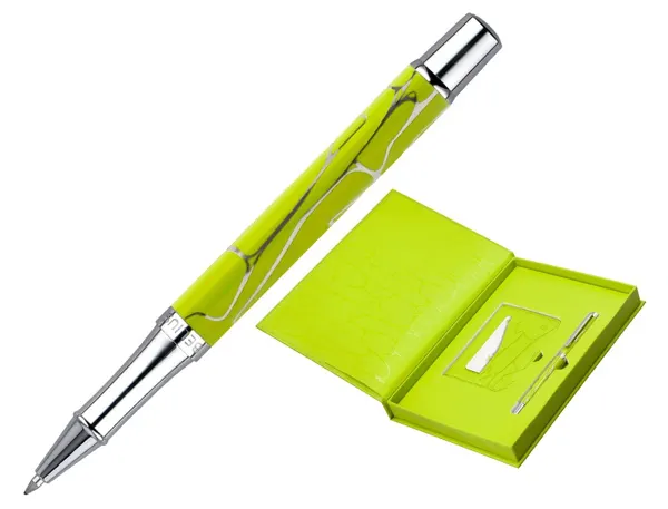 Stylo-bille belius cocktails margarita aluminium encre     bleue relief vert lime        argente boite design — Non classé