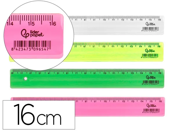 Regle liderpapel plastique 16 cm coloris assortis pot 100   unites — Non classé