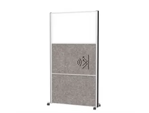 Cloison maul connecto 180x100cm mobile 2 modules    acoustiques gris fonce + 1    module tableau blanc cadre — Non classé