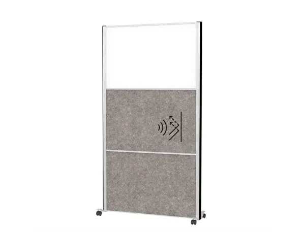 Cloison maul connecto 180x100cm mobile 2 modules    acoustiques gris fonce + 1    module tableau blanc cadre — Non classé